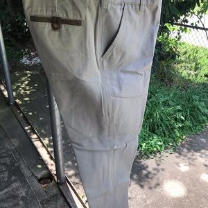 Orvis Rhino cloth khaki pants with faux suede trim 34/32